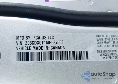 2021 Dodge Charger R/T Rwd z USA, uszkodzony, nr VIN 2C3CDXCT1MH587508